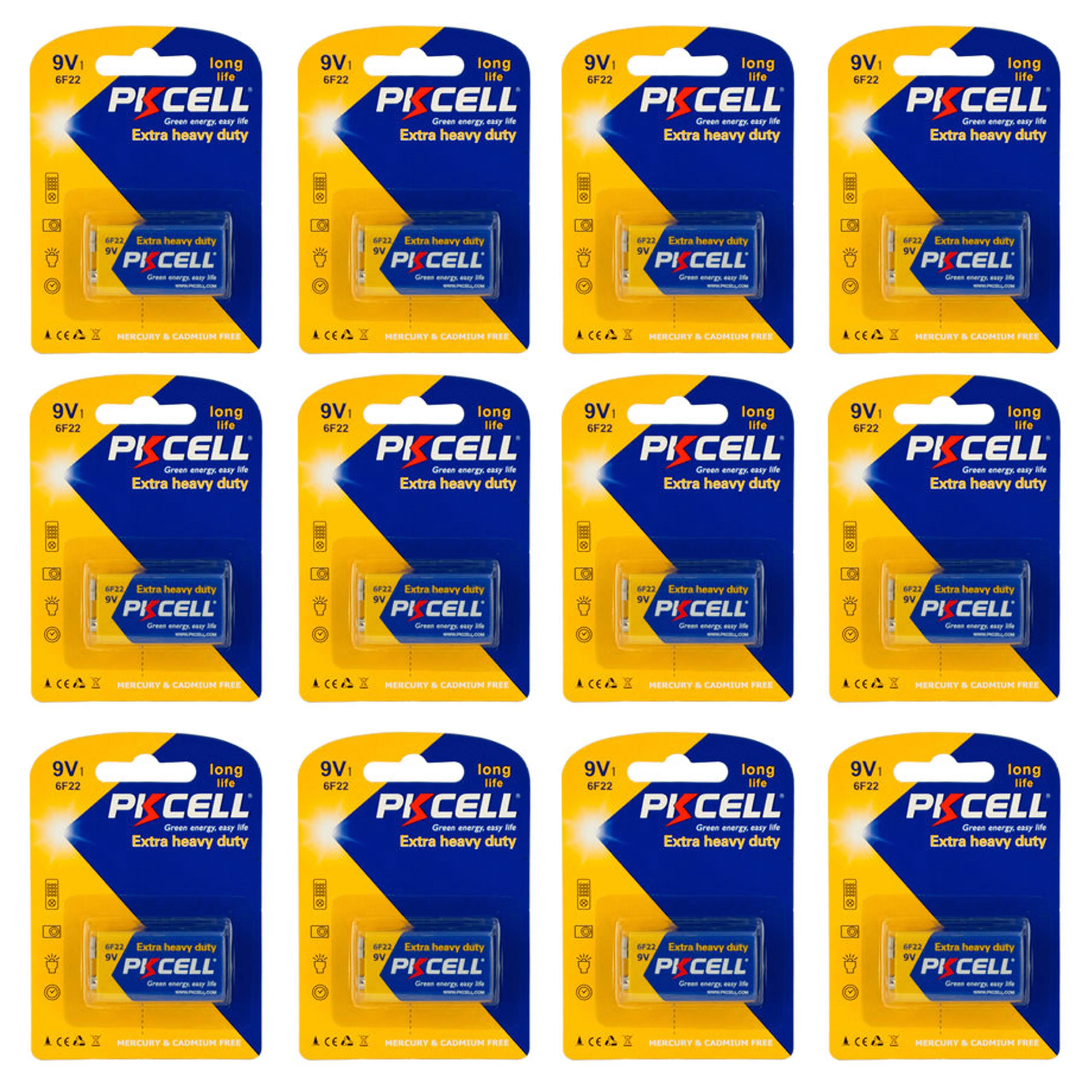 12 Pack Long Life 9V Batteries 9 Volt Super Heavy Duty Battery 6F22 Home Office