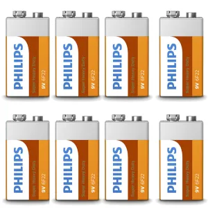 8 x 9 Volt 9V Philips Super Heavy Duty Batteries Battery 6F22 Toy Alarm Exp 2022