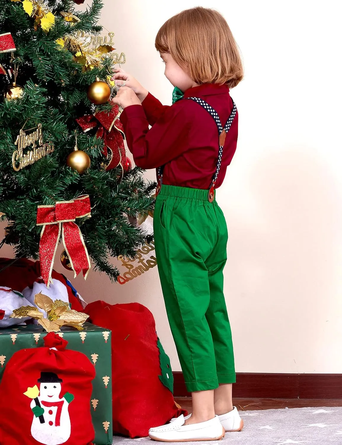 A&J DESIGN Toddler Suit Boys Baby Wedding Dress Clothes Kids Formal Outfit Set with Suspender
