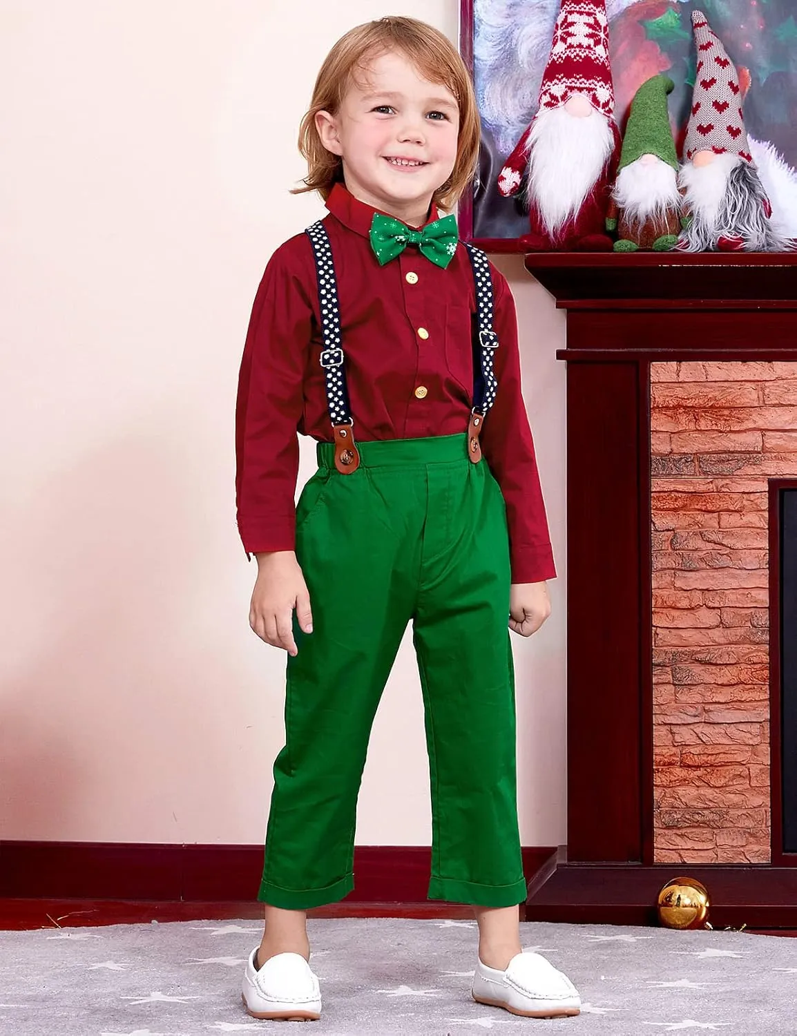 A&J DESIGN Toddler Suit Boys Baby Wedding Dress Clothes Kids Formal Outfit Set with Suspender