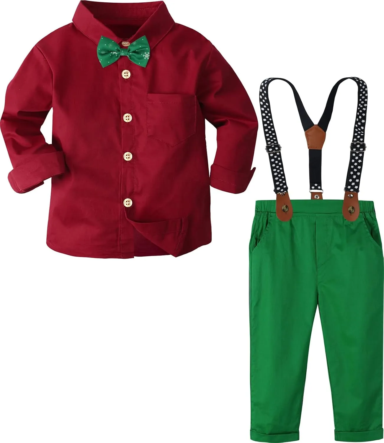 A&J DESIGN Toddler Suit Boys Baby Wedding Dress Clothes Kids Formal Outfit Set with Suspender