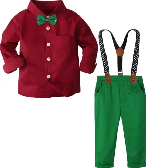 A&J DESIGN Toddler Suit Boys Baby Wedding Dress Clothes Kids Formal Outfit Set with Suspender