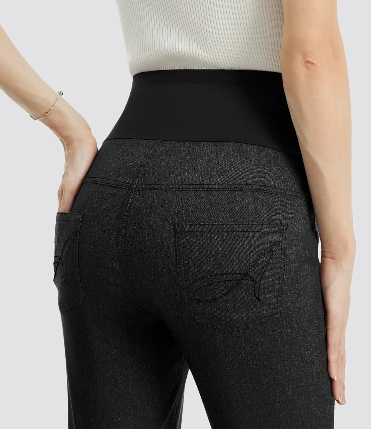AFITNE Women's Maternity Jeans Over The Belly Stretchy Pull On High Waist Skinny Pregnancy Denim Pants with Pockets 28/30