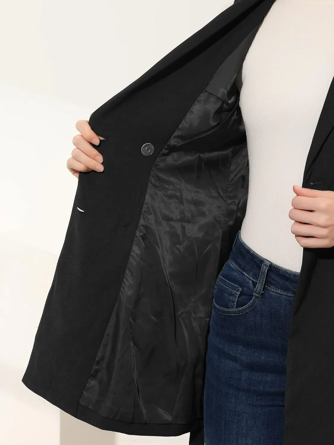 Allegra K Women's Sleeveless Blazer Work Double Breasted Lightweight Belted Long Trench Vest