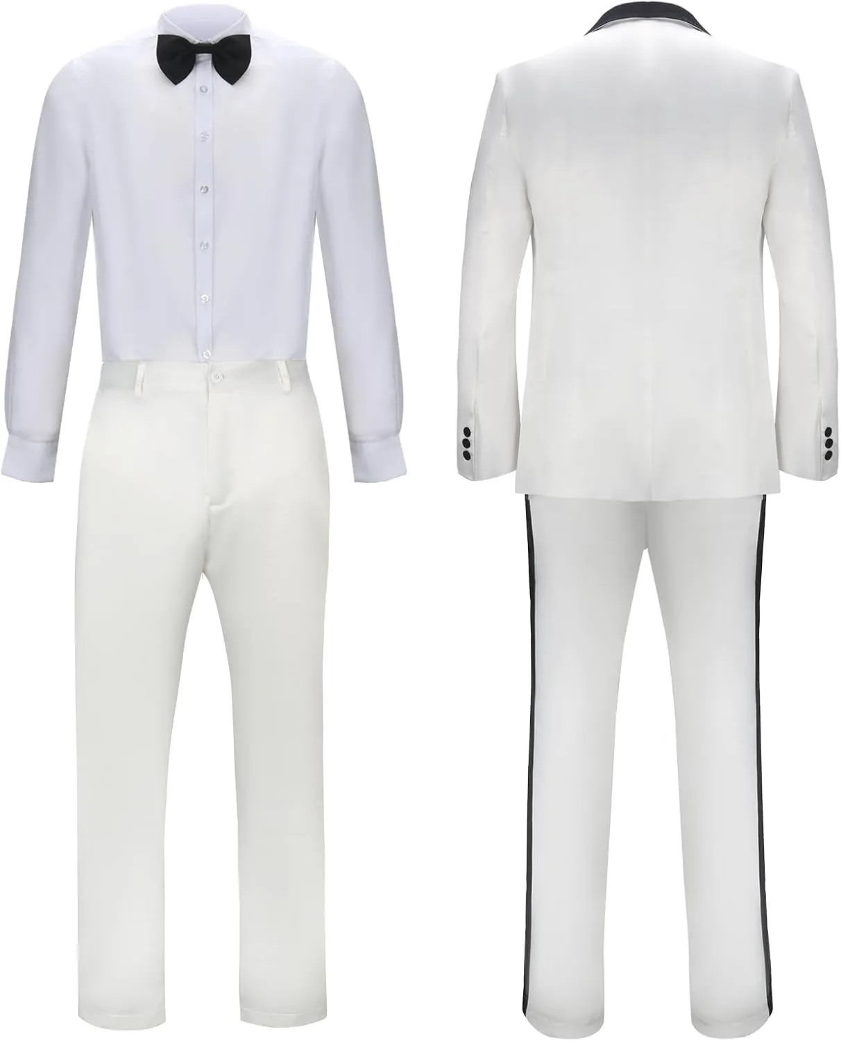 AMNPOLEN Men Adults Gangster Costume White Blazer Suit Tuxedo Shirt Jacket Pants Halloween Movie Cosplay Uniform (Medium)