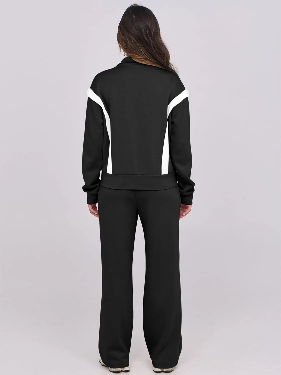 ANRABESS Lounge Sets for Women 2 Piece Outfits Sweatsuit Fall Zip Up Sweatshirts Wide Leg Pants Matching Sweat Set Tracksuit