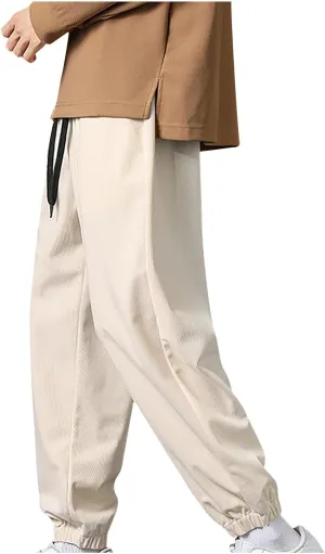 Aymnlox Mens Casual Jogger Pants Lightweight Outdoor Hiking Corduroy Pants Tapered Slim Fit Workout Gym Trousers with Pockets