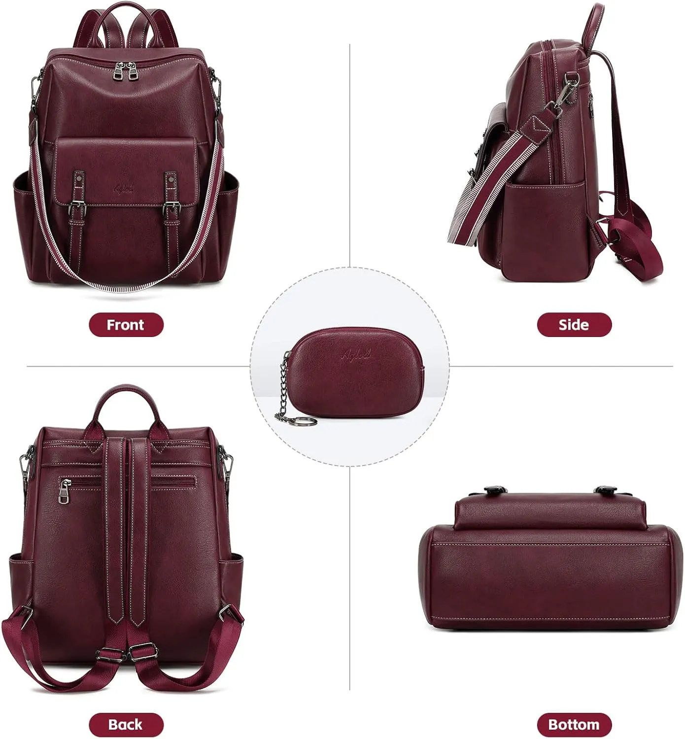 Backpack Purse for Women PU Leather Back Packs Designer Ladies Shoulder Bag Fashion Faux Work Travel Handbags