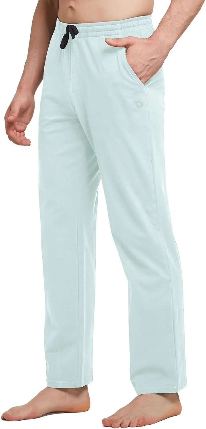 baleaf Men's Sweatpants Casual Lounge Cotton Pajama Yoga Pants Open Bottom Straight Leg Male Sweat Pants with Pockets