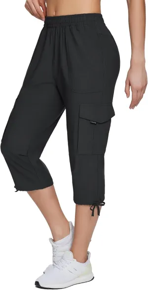 baleaf Women's 15" Cargo Capri Hiking Pants Quick Dry Lightweight Elastic Waist Outdoor Hiking Travel Casual with Pocket