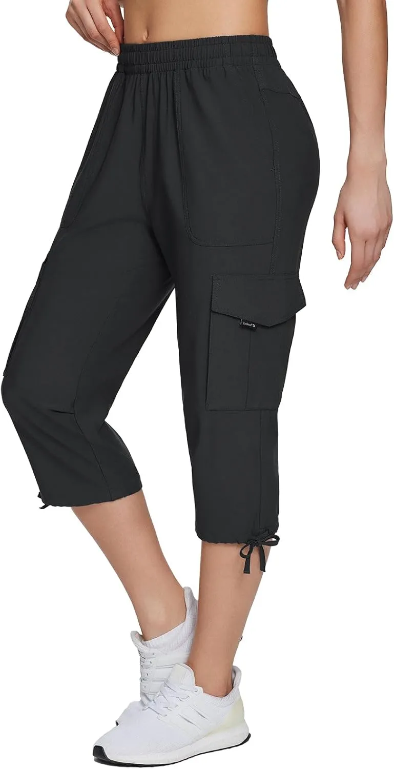 baleaf Women's 15" Cargo Capri Hiking Pants Quick Dry Lightweight Elastic Waist Outdoor Hiking Travel Casual with Pocket