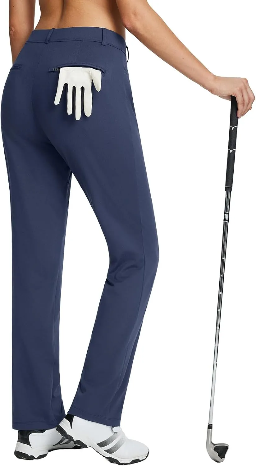 baleaf Women's Golf Pant Winter Fleece Lined Pants with Belt Loops Pockets Travel Work Casual