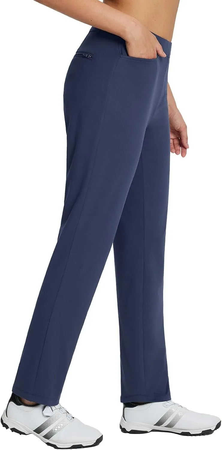 baleaf Women's Golf Pant Winter Fleece Lined Pants with Belt Loops Pockets Travel Work Casual