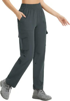 baleaf Women's Hiking Pants Water Resistant Convertible Cargo Capri Roll Up Capri UPF50  Zipper Pockets Clothing Travel