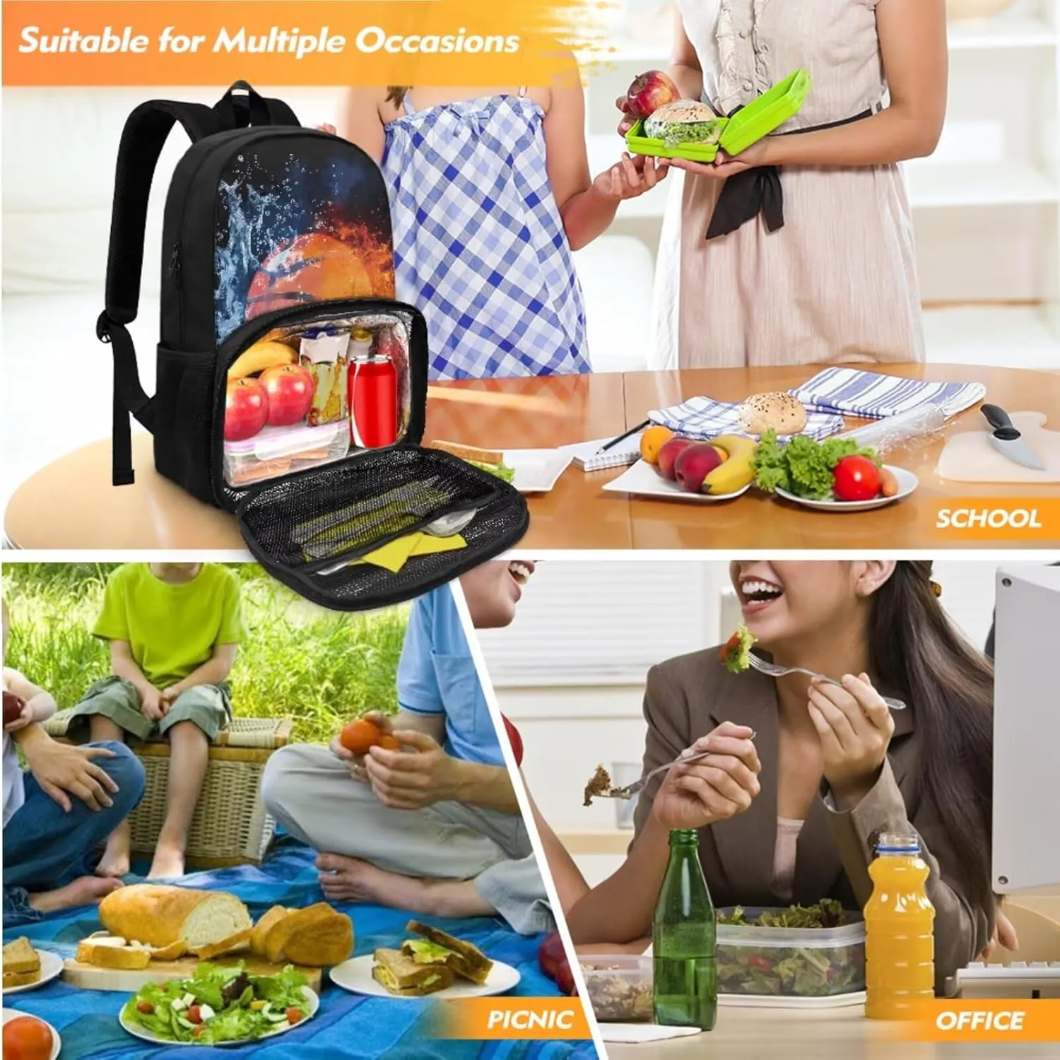 Basketball Backpack for Boys Bookbag with Lunch Box Compartment and Pen Pouch Laptop Backpack for College Work Picnic Beaches