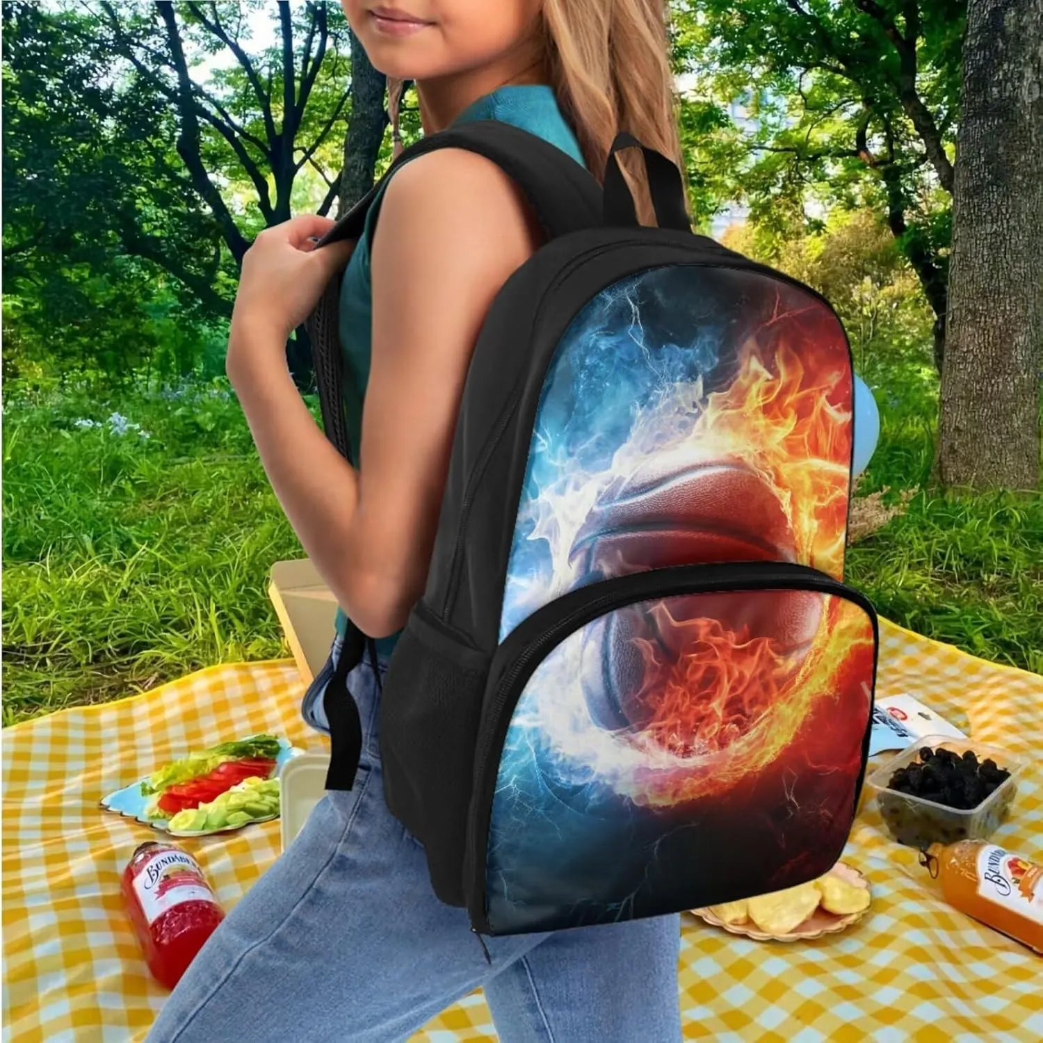 Basketball Backpack for Boys Bookbag with Pen Case Cooler Backpack with Lunch Box Compartment, Casual Daypack for School Travel Picnic