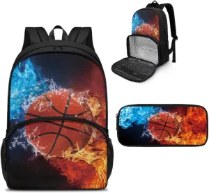 Basketball Backpack for School Boys Insulated Cooler Backpacks with Lunch Box Compartment and Pencil Case Laptop Backpack Food Bag for College High Middle School Beach Camping Picnics