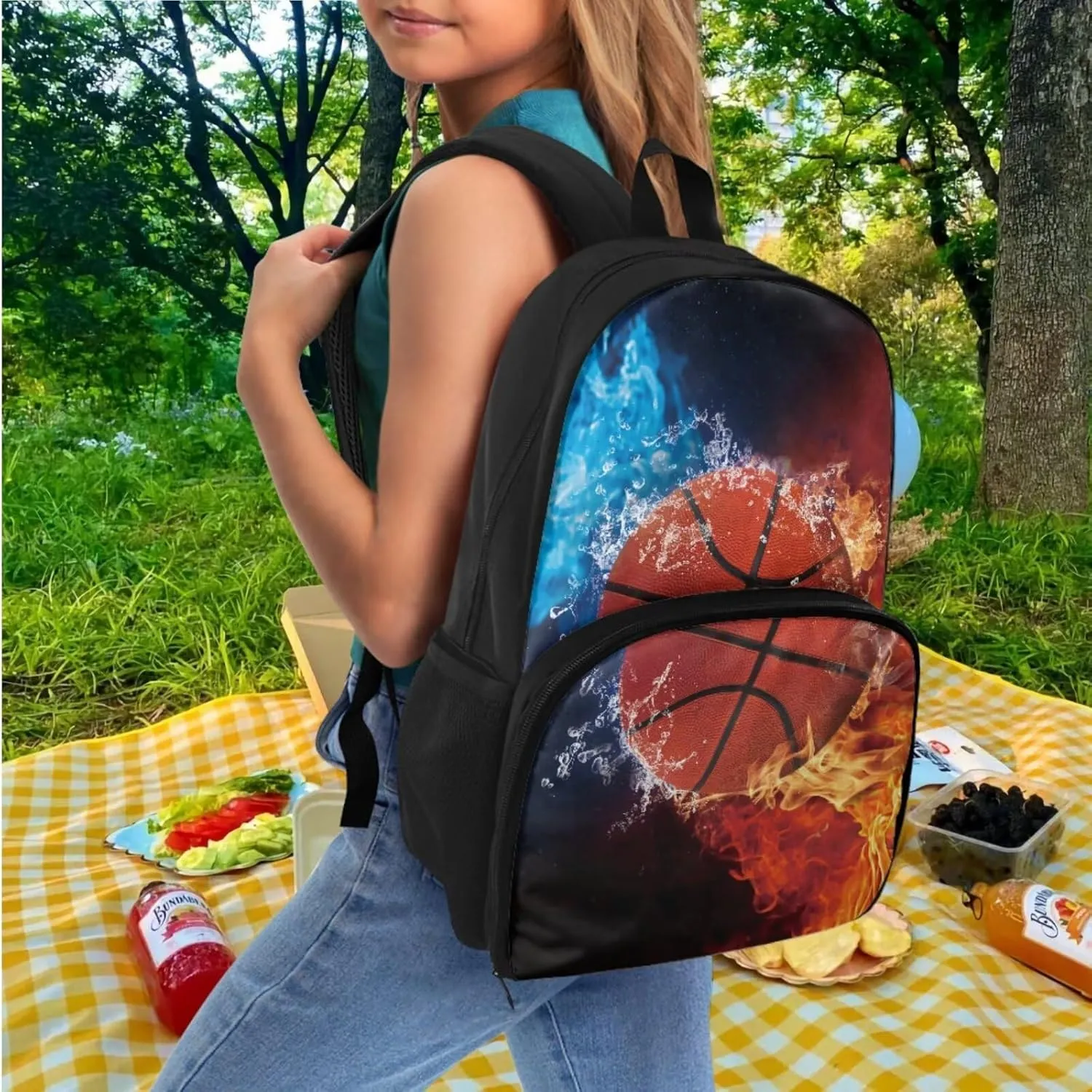 Basketball Backpack for School Boys Insulated Cooler Backpacks with Lunch Box Compartment and Pencil Case Laptop Backpack Food Bag for College High Middle School Beach Camping Picnics
