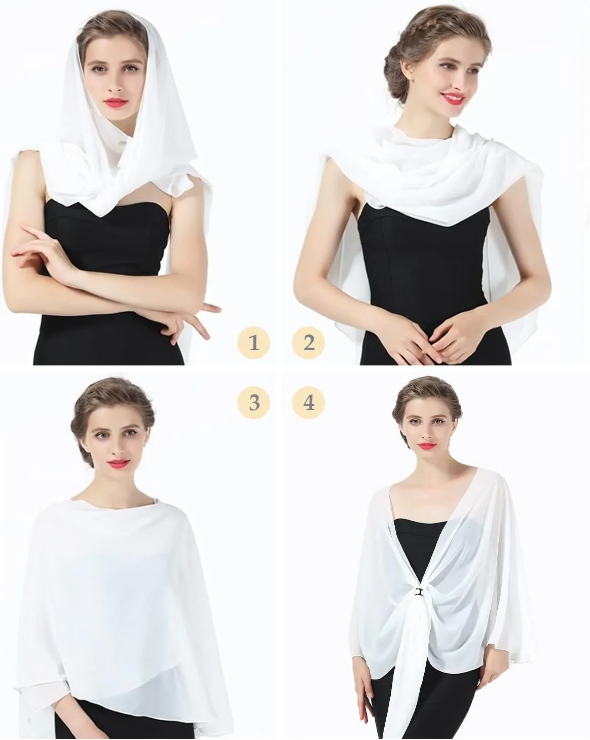 BEAUTELICATE Shawls Wraps Scarf Chiffon For Women Bridal Wedding Evening Dresses