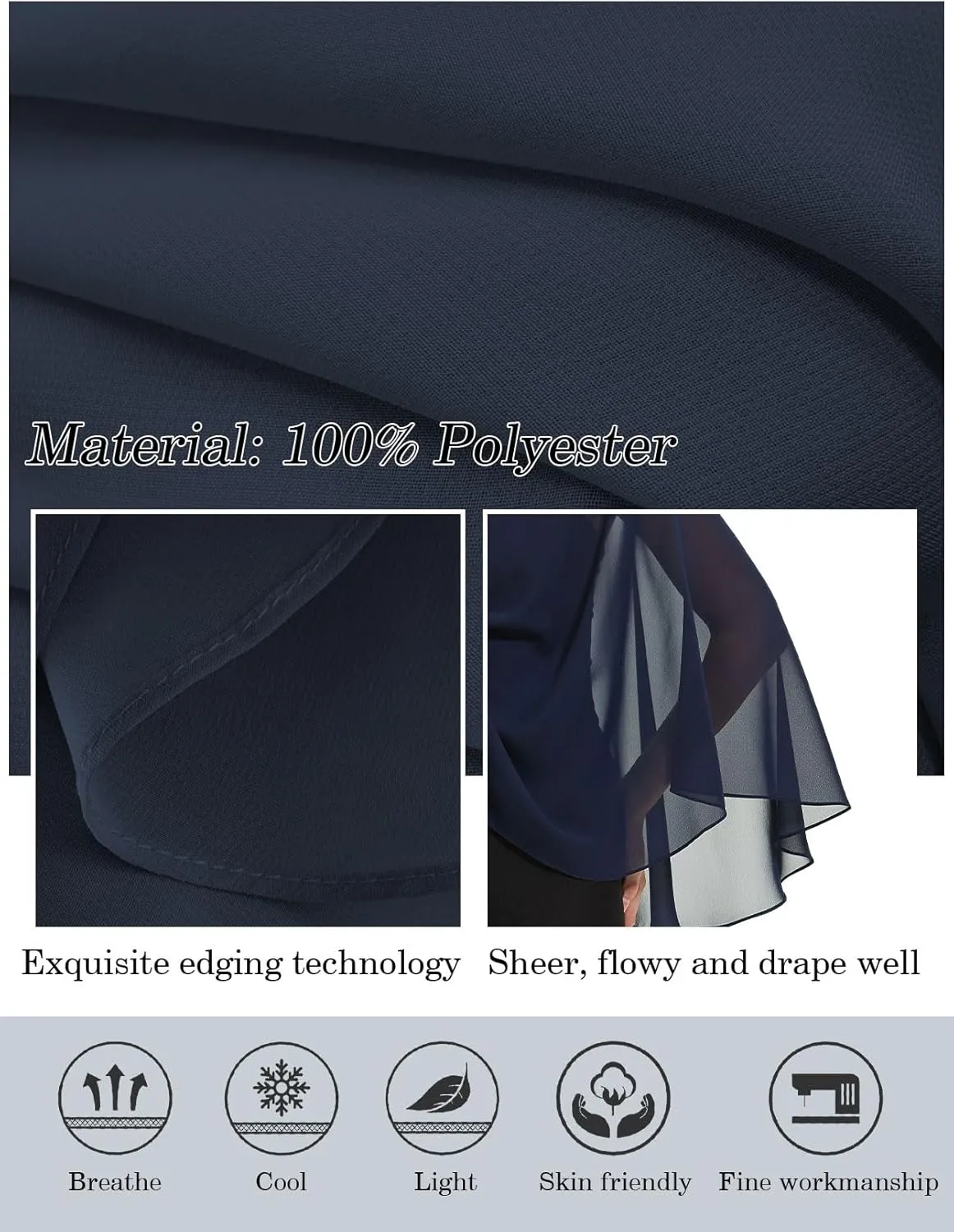 BEAUTELICATE Shawls Wraps Scarf Chiffon For Women Bridal Wedding Evening Dresses