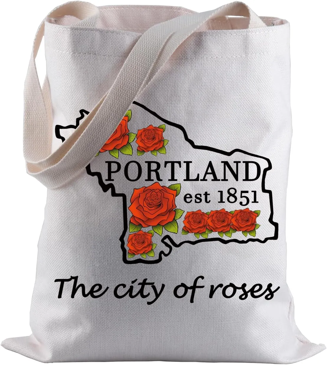 BLUPARK Portland Oregon Gift Portland Est 1851 The City Of Roses Travel Shopping Bag For Garden Lovers And City Pride