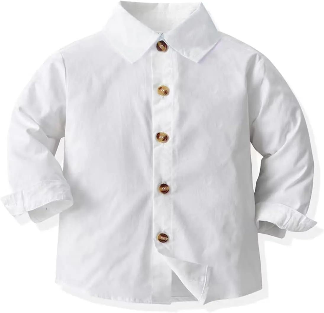 Boys Gentleman Suits Toddler Kids Wedding Outfit Clothes 4 Pieces Dress Shirt & Pants & Vest Set with Bowtie, 2-8 Years