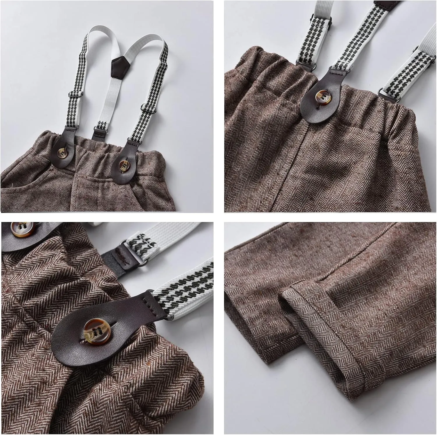 Boys Gentleman Suits Toddler Kids Wedding Outfit Clothes 4 Pieces Dress Shirt & Pants & Vest Set with Bowtie, 2-8 Years