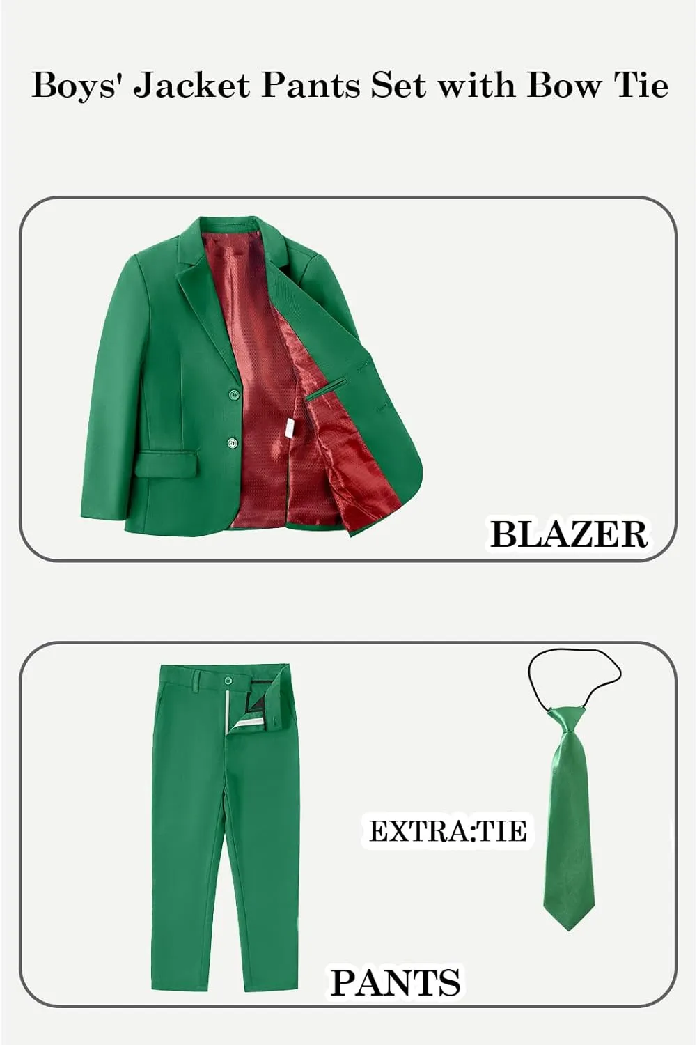 Boys' Suits 2-Piece Formal Slim Fit Suit Set for Boys Wedding Ring Bearer Outfit with Blazer and Pants