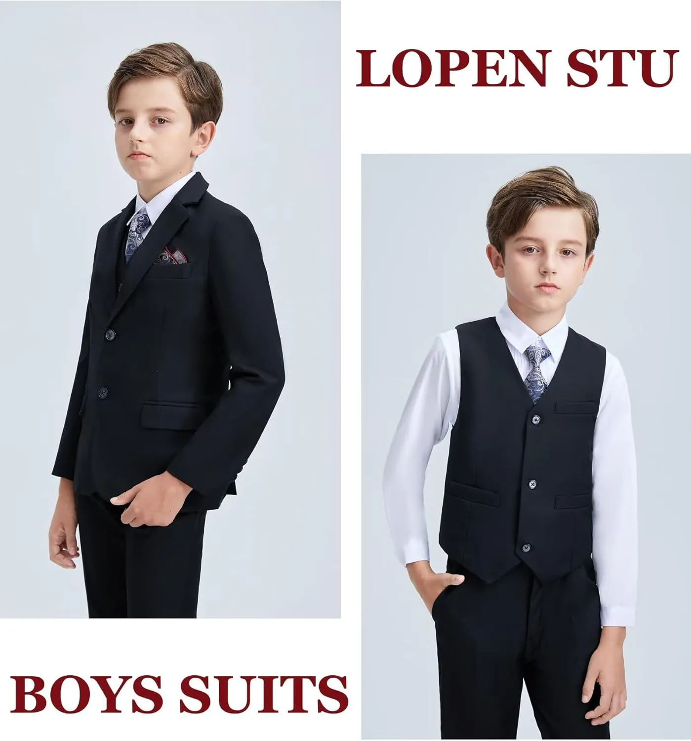 Boys Suits Formal Tuxedo Suits for Boys Wedding Easter Outfits Kids Suit Dress Jacket Vest Pants Tie Set