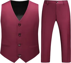 Boys Vest Suits 2 Piece Outfit Tuxedo Set for Kids Size 4-14 Formal Suit for Boys with Vest and Pants Set Slim