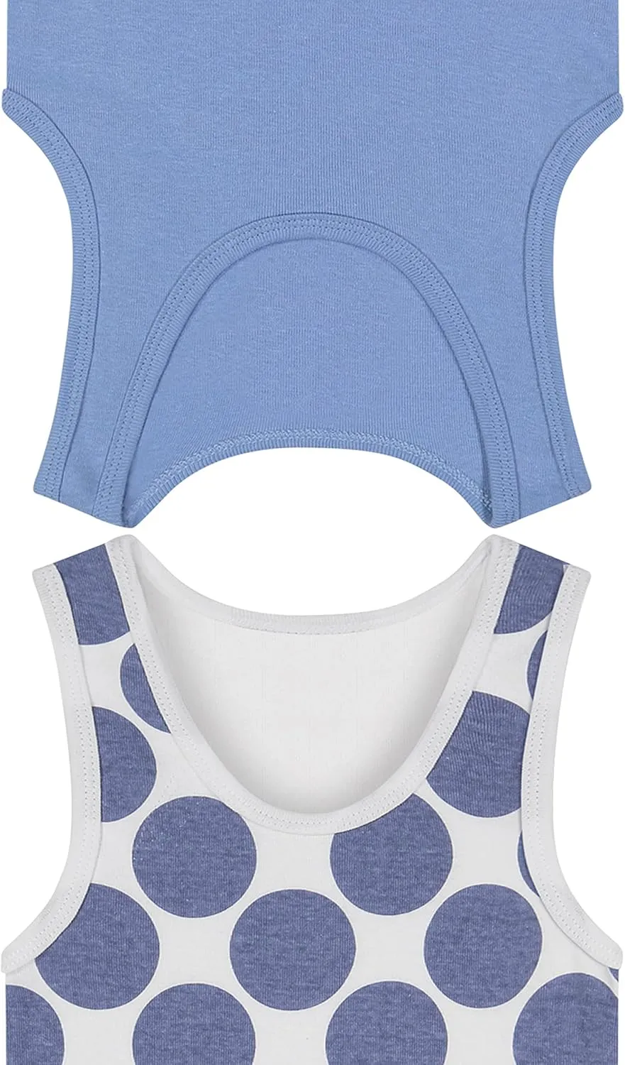 Buyless Fashion Boys Scoop Neck Tagless Undershirts Soft Cotton Blue Polka Dot Tank Top (8 Pack)