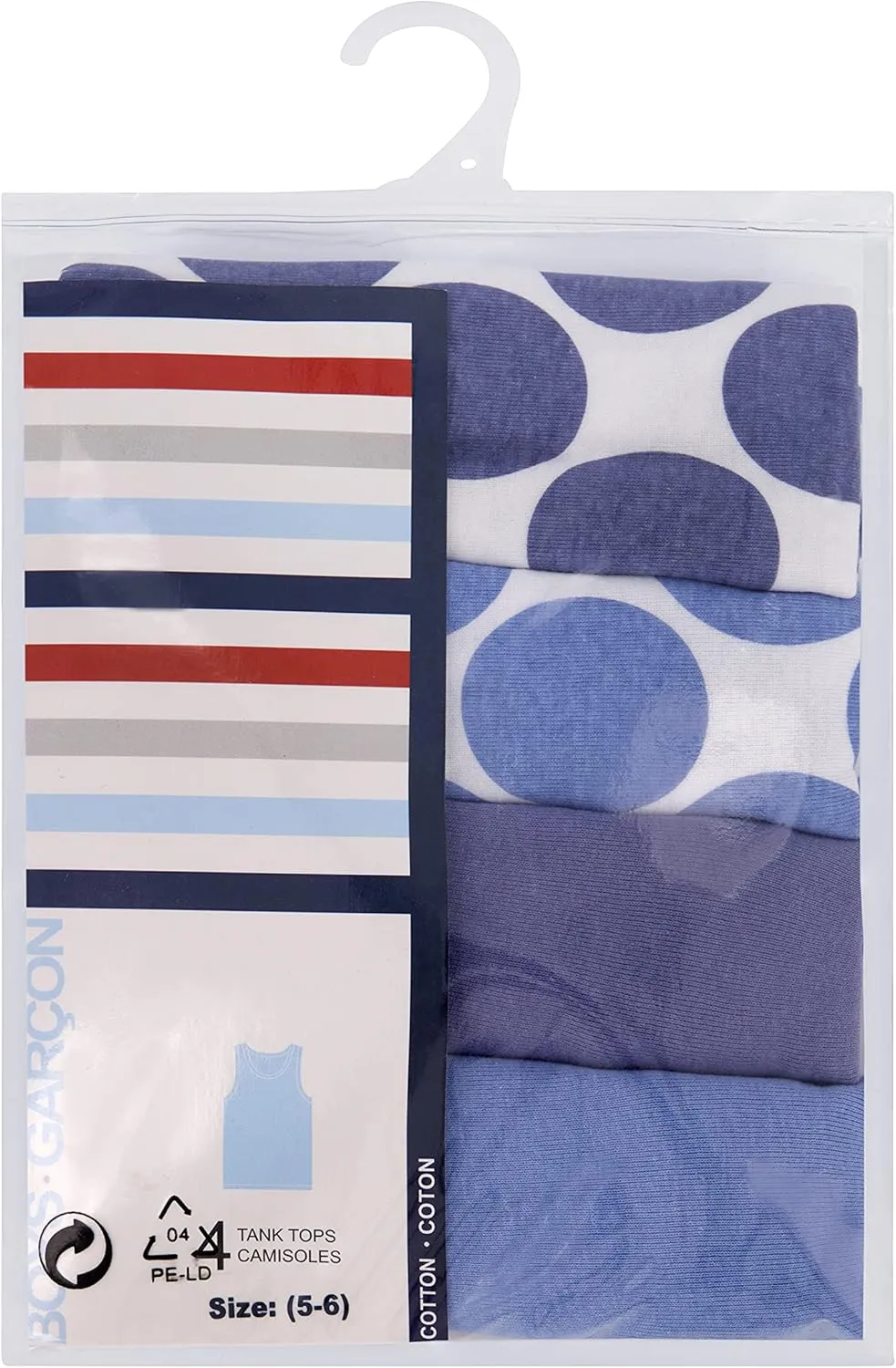 Buyless Fashion Boys Scoop Neck Tagless Undershirts Soft Cotton Blue Polka Dot Tank Top (8 Pack)
