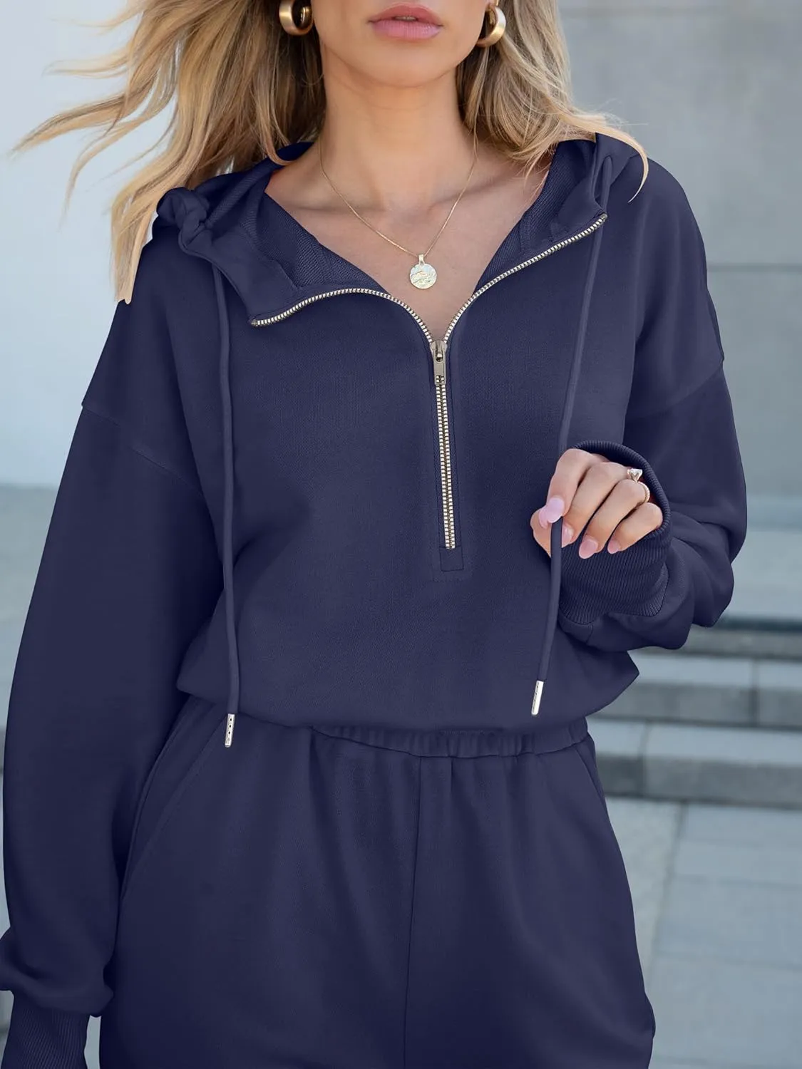 Caracilia Jumpsuits for Women Fall Casual Sweatsuits Long Sleeve Zip Sweatshirts Jogger Sweatpants One Piece Romper Outfits