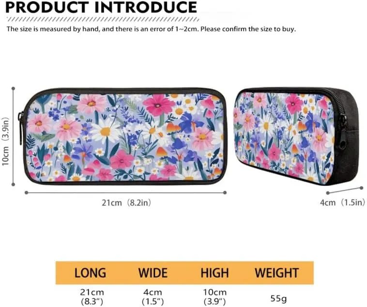 Cartoon Mushroom Floral Print Students School Backpacks with Colorful Daisy Flower Mushrooms Pattern Lunch Box Pencil Case Bags Travel Daypack Bookbag Set for Student