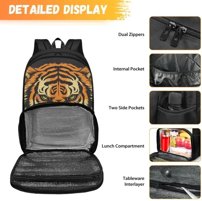 Cartoon Tiger Print Large Insulated Cooler Backpack Fierce Animal Tigers Oil Painting Everyday Travel Backpack Business Sports Supplies