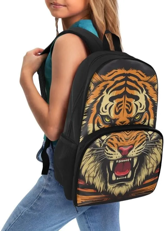 Cartoon Tiger Print Large Insulated Cooler Backpack Fierce Animal Tigers Oil Painting Everyday Travel Backpack Business Sports Supplies