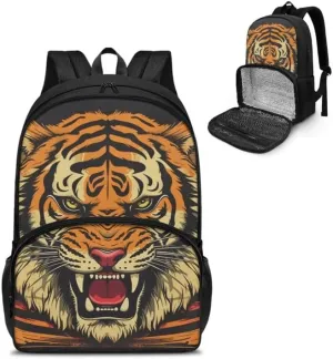 Cartoon Tiger Print Large Insulated Cooler Backpack Fierce Animal Tigers Oil Painting Everyday Travel Backpack Business Sports Supplies