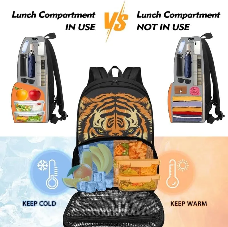 Cartoon Tiger Print Large Insulated Cooler Backpack Fierce Animal Tigers Oil Painting Everyday Travel Backpack Business Sports Supplies