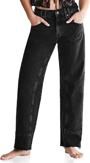 Cicy Bell Womens Straight Leg Stretchy Jeans High Waisted Front Seam Cropped Ankle Denim Pants with Pockets