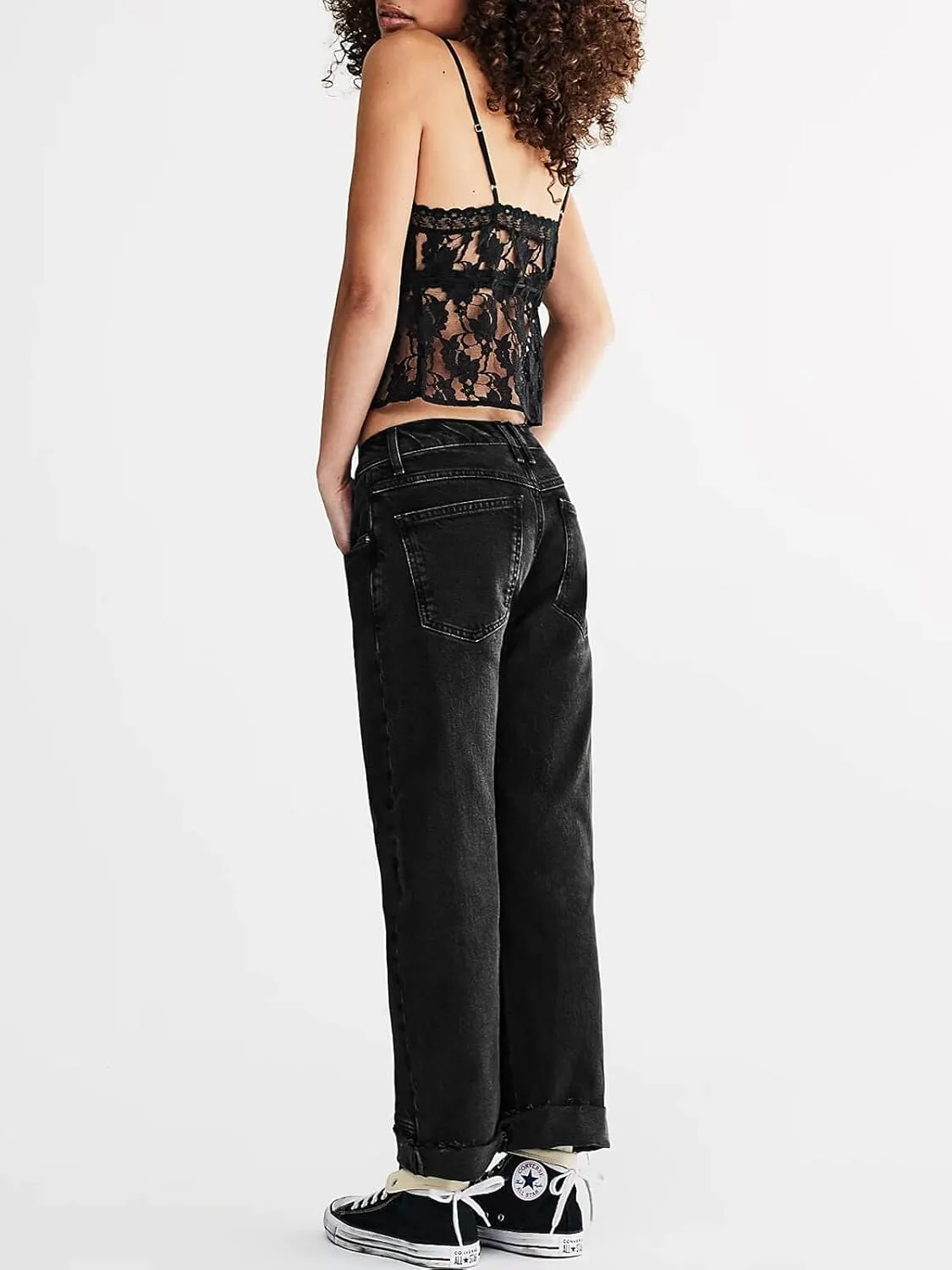 Cicy Bell Womens Straight Leg Stretchy Jeans High Waisted Front Seam Cropped Ankle Denim Pants with Pockets