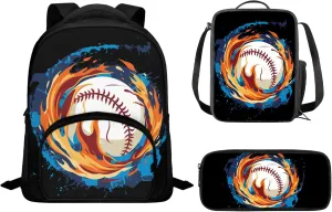 CLOHOMIN Cool School Bags for Boys Shoulder Backpacks with Portable Lunch Bag and Pencil Holder, Students' Supplies Baseball School Bookbag with Adjustable Straps