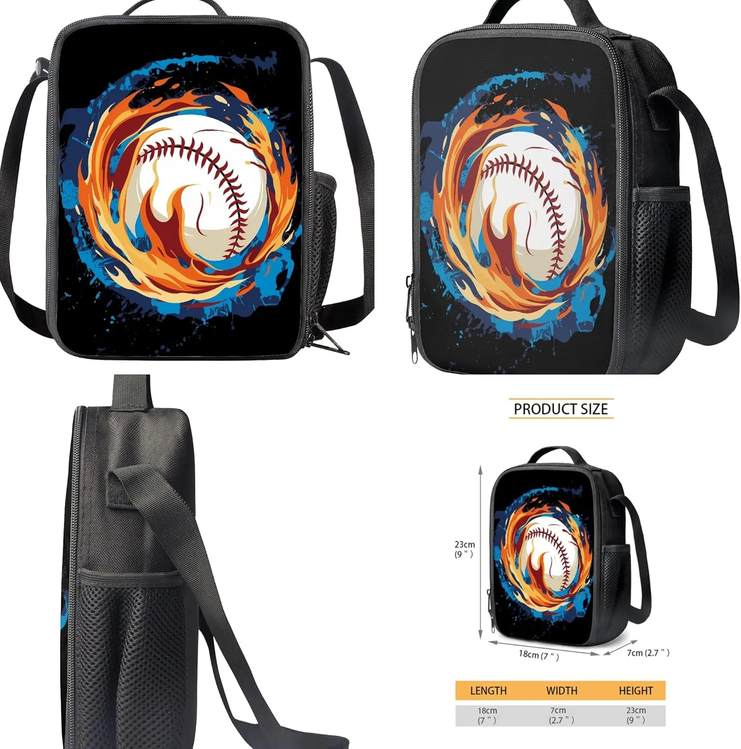 CLOHOMIN Cool School Bags for Boys Shoulder Backpacks with Portable Lunch Bag and Pencil Holder, Students' Supplies Baseball School Bookbag with Adjustable Straps
