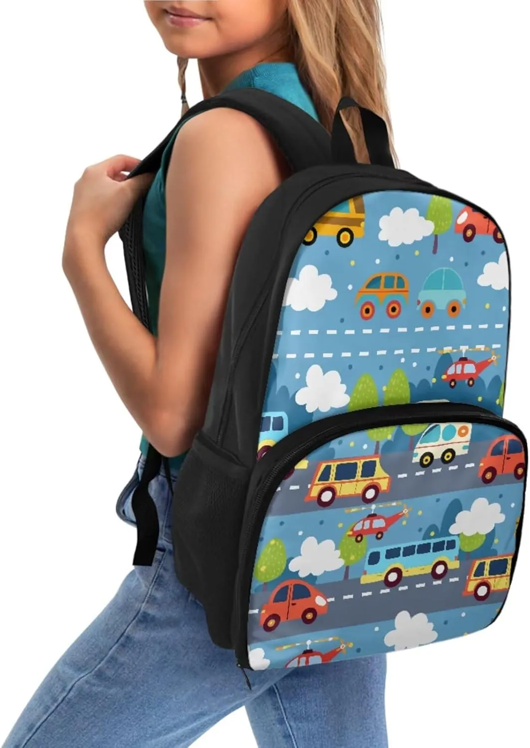 Cooler Backpack with Lunch Box Compartment Toddler Backpack for Kindergarten Boys Bookbag Insulated Leak Proof Schoolbag Cute Car Backpack for Kids 3-5