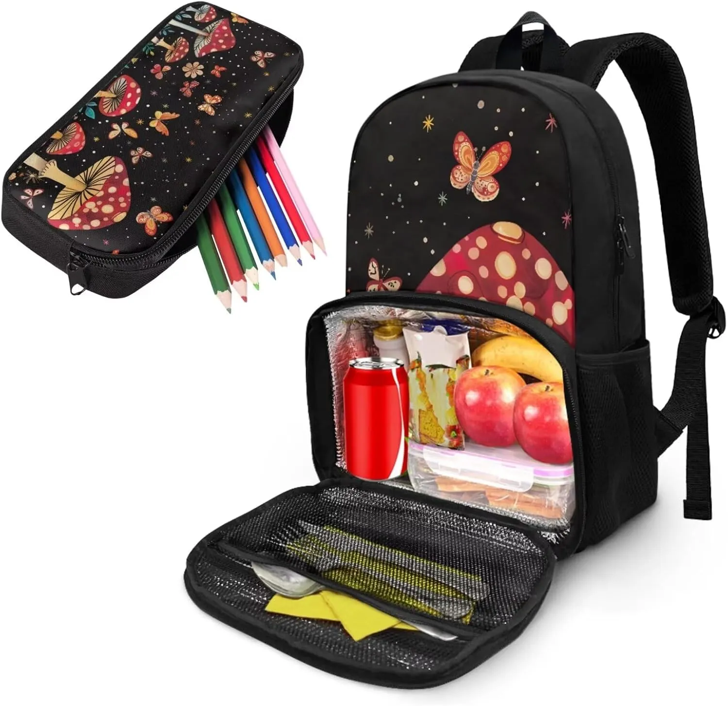 Corgi Dog Backpack for School Kids Back Pack Boys Pencil Case for Girls Bookbag Set Cooler Backpack Insulated Lunch Box Bag Kawaii Backpack for Kindergarten Preschool Elementary School Child