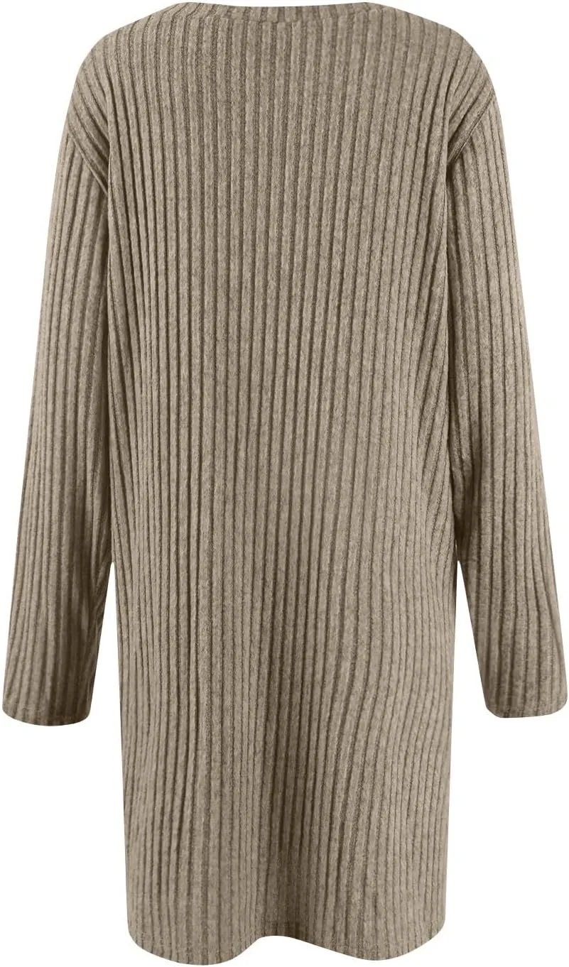 COTECRAM Fall Dresses for Women 2024 Trendy Buttons Side Long Sleeve Dress Casual Winter Tunic Sweater Dresses with Pockets