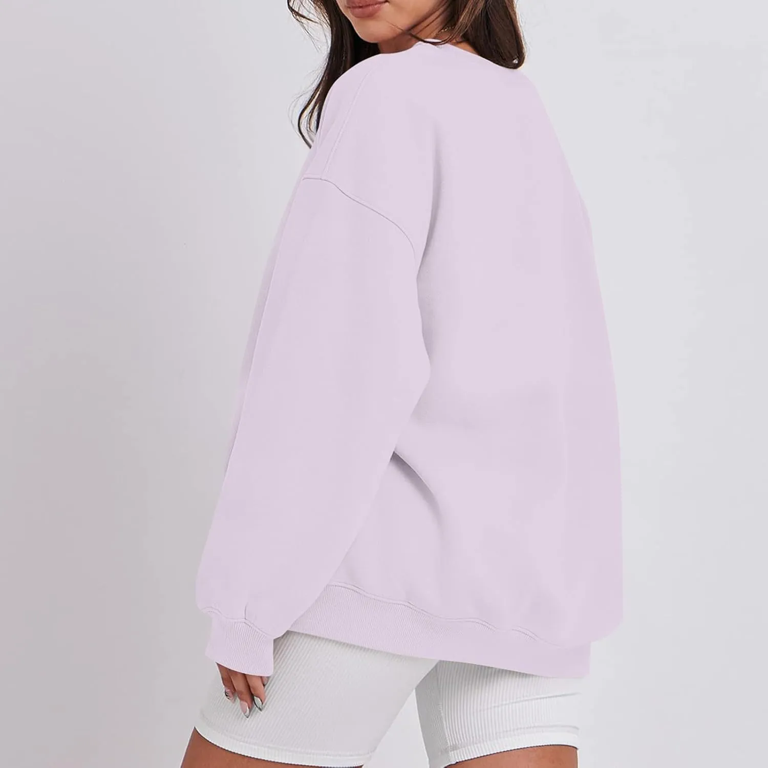 Crewneck Sweatshirts Women Preppy Fleece Plain Oversized Hoodie Trendy Aesthetic Hoodies Winter Crew Neck Sweatshirt