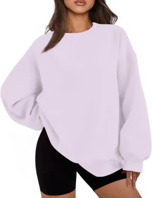 Crewneck Sweatshirts Women Preppy Fleece Plain Oversized Hoodie Trendy Aesthetic Hoodies Winter Crew Neck Sweatshirt