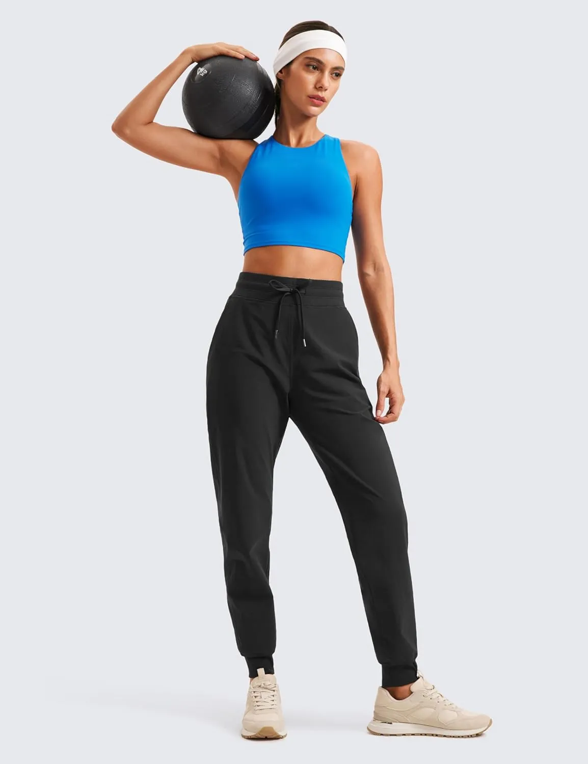 CRZ YOGA Casual Workout Jogger for Women 28.5" - Tapered Lightweight Stretch Athletic Outdoor Pants with Pockets