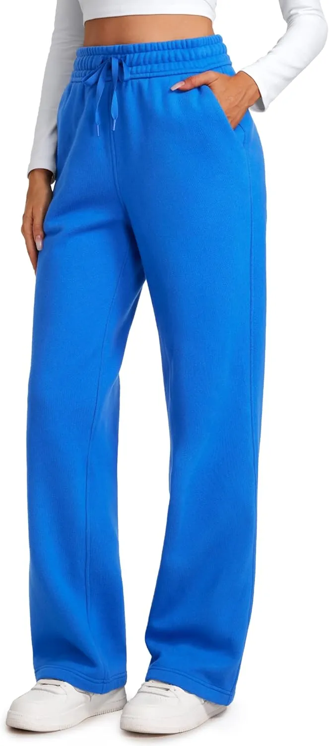 CRZ YOGA Cotton Fleece Lined Sweatpants Women 30" Straight Leg Casual Lounge Sweat Pants for Women