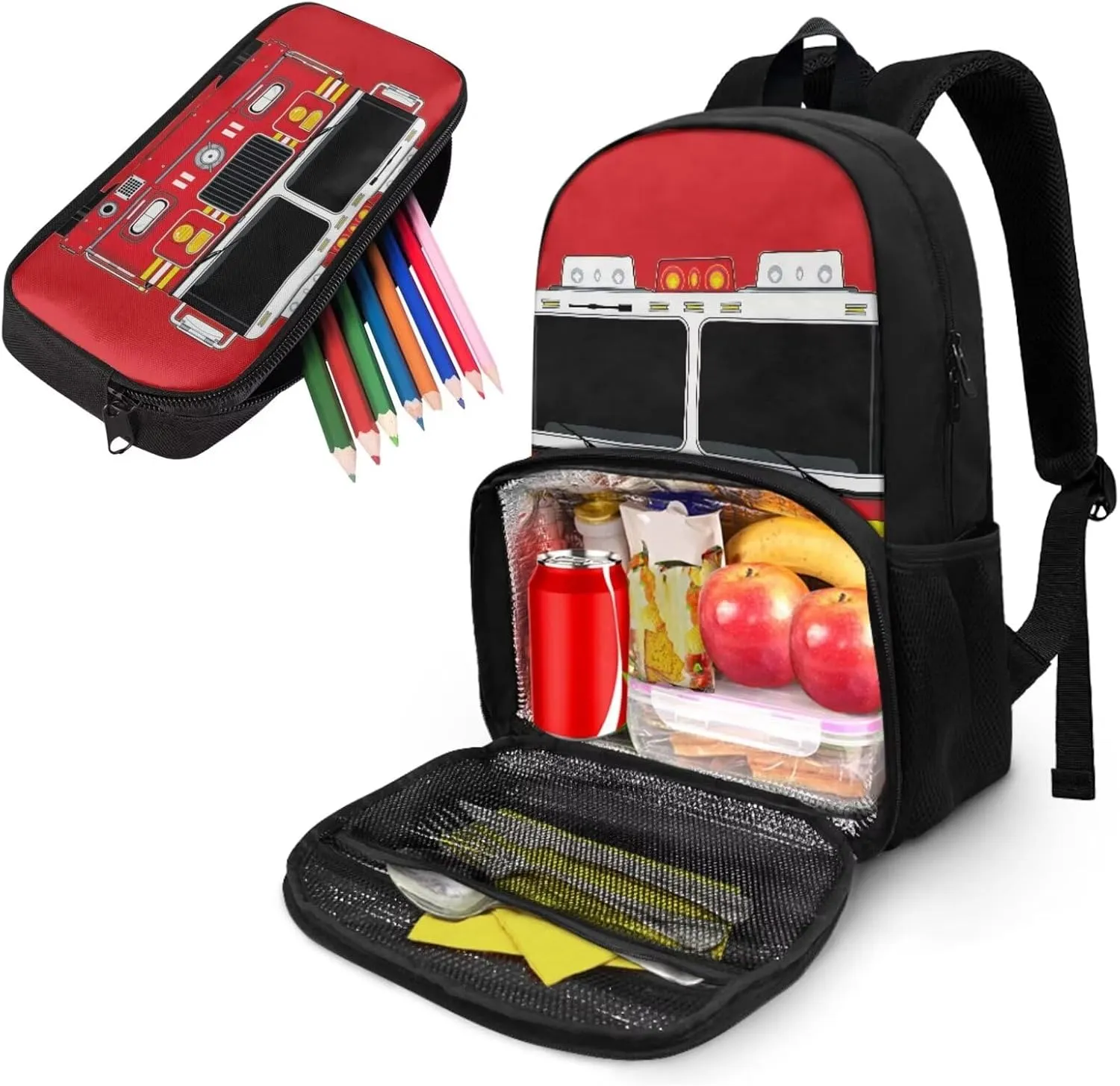 Cute Ambulance School Backpacks for Boys Girls School Bag Kids Book Bag Back to School Bookbags Large Rucksack Teens Schoolbags for Kindergarten Elementary Preschool
